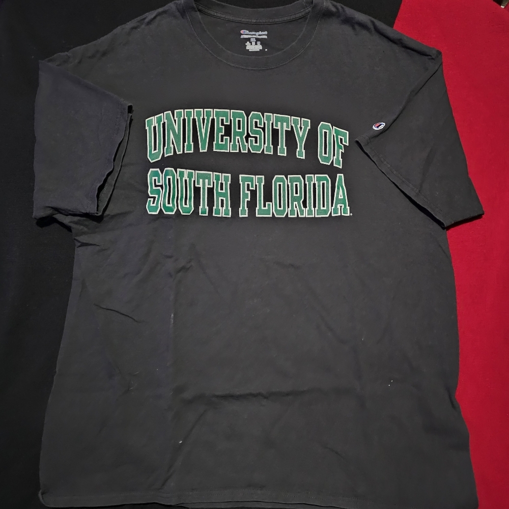 University Of South Florida Bulls Mens XXL Black Short Sleeve Champion T-Shirt
